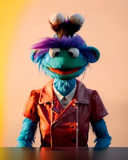 hybrid character, waitress woman with monster muppet mask that covers her entire head, retro style, Sesame Street style, smooth, unreal engine 5, god lights, ray tracing, RTX, lumen lighting, ultra detail, volumetric lighting, 3d.