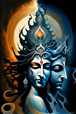 abstract art form of shiva and parvati depicting masculine and feminine energyform
