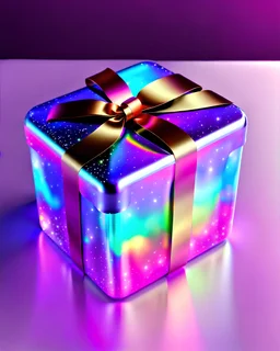 gift box, jelly, holographic, bow ribbon, rounded 3d