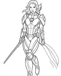 Avengers Black Widow, coloring page, no leaves, full body (((((white background))))), only use an outline., real style, line art, white color, clean line art, white background, Sketch style