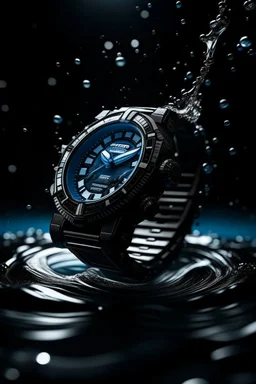 Create a visually striking image of an Avenger watch submerged in water to showcase its waterproof capabilities."
