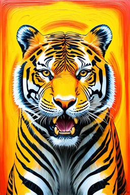 paper tiger; a surreal psychedelic Contemporary painting