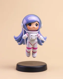 popmart's spacemolly figurine, floating on solid background color