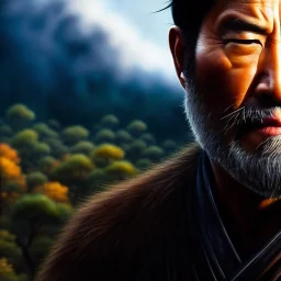 Ultra detailed fullbody Portrait in oil on canvas of Ghost Of Tsushima scenery,intense stare,extremely detailed digital painting, extremely detailed face,crystal clear Big eyes, mystical colors ,perfectly centered image, perfect composition, rim light, beautiful lighting,masterpiece,8k, stunning scene, raytracing, anatomically correct, in the style of robert e howard and Ken Kelley and Ohrai Noriyoshi and Simon Bisley and tomzj1