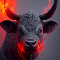 Bull, angry, red, black, fire, lava, masterpiece, expert, 8K, hyperrealism, sharp focus, cinematic lighting