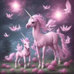 2 pink baby unicorns