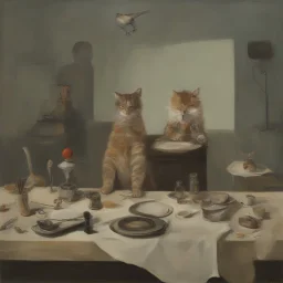 UN conference.a cat and human flesh-like surgical instruments and universe-like a pigeon and neuralink, surrealism,minimalism,Painting By Adrian Ghenie, Rene Magritte, Salvador Dali, Lucian Freud