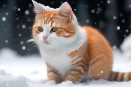 orange kitty with white legs made of snowflakes