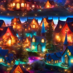macro photo of an idd village, sparkling magical fantasy glass, very detailed, amazing quality, intricate, cinematic light, highly detail, beautiful, surreal, dramatic, galaxy fantasy colors, <lora:SDXLFaeTastic2400:0.3>