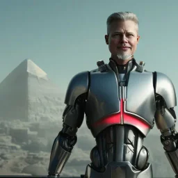 Brad pitt cyberpunk, full body, robocop, Egypt background