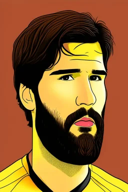 Alisson Becker Brazilian football player ,cartoon 2d