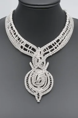 White gold crystal-shaped necklace with decorations Very small