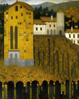 A haunted castle painted by Gustav Klimt