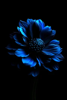 blue flower illustration defined and detailed with black background