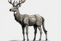 deer, full body, profile ,comic book, gray background,