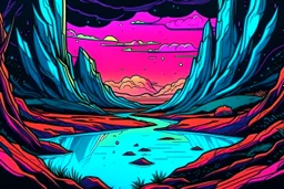 comic style immersive surreal landscape