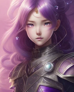 Detailed anime children girl, purple hair, purple dragon scale armour, intricate details, full body portrait, keep head in frame, slight smile, black Japanese motif, concept art, highly detailed, digital painting, concept art, sharp focus, illustration, art by Yoji Shinkawa, WLOP and greg rutkowski and alphonse mucha and artgerm and yanjun Chen and Junji ito and Makoto Shinkai, HDR, octane render