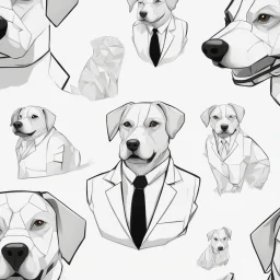 make one realistic business dog that are made of shapes and have a suit on lokk like crystals
