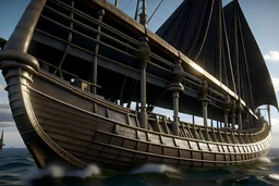 concept art of a dhau-trireme-hybrid. hyperrealism 4K ultra HD unreal engine 5 photorealism.