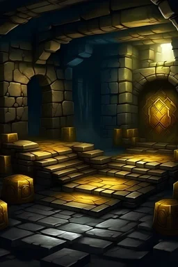 golden and with stone dungeon