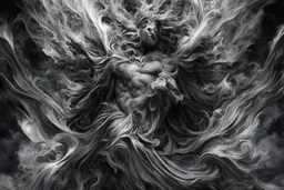 A captivating digital art piece portraying an abstract and mysterious Zeus, using dark hues and fluid shapes to convey the divine presence, (captivating digital art:1.4), (abstract and mysterious Zeus:1.5), (dark hues and fluid shapes:1.3), (expressive and divine ambiance:1.2), influenced by abstract interpretations of classical mythology and the enigmatic nature of the divine, trending on CGSociety, Intricate, Sharp focus, atmospheric lighting, (captivating:1.4), (godly ambiance:1.5)