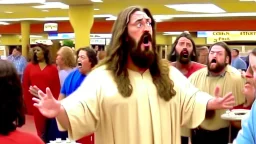 one jesus goes to golden corral buffet while lady yells at everyone