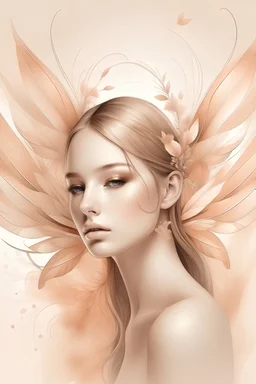 Create an image of delicate wings to represent femininity, lightness, and beauty, using warm and soft colors to enhance the natural color of the skin.