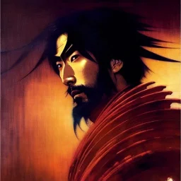 portrait of 'Mujuro Utsutsu-Ninja Scroll',ancient japanese armor, painting by gaston bussiere, greg rutkowski, yoji shinkawa, yoshitaka amano, tsutomu nihei, donato giancola, tim hildebrandt, oil on canvas, cinematic composition, extreme detail,fit full head inside picture,16k