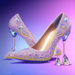 swarovski crystal, one glass slipper, intricate, photorealistic, vivid colors