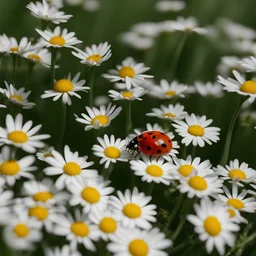 a ladybug on a spring day on a daisy
