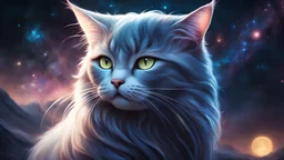lushill style, mystical, transparent, ghost cat of the milky way, Trending on Artstation, {creative commons}, fanart, AIart, {Woolitize}, by Charlie Bowater, Illustration, Color Grading, Filmic, Nikon D750, Brenizer Method, Side-View, Perspective, Depth of Field, Field of View, F/2.8, Lens Flare, Tonal Colors, 8K, Full-HD, ProPhoto RGB, Perfectionism, Rim Lighting, Natural Lighting, Soft Lighting, Accent Lighting, Diffraction Grading, With Imperfections, insanely detailed and intricate, hypermax
