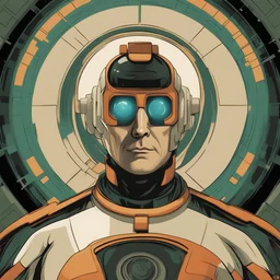 A nice profile picture for the avatar behind the name halsimov based on Hal 9000 computer mixed with an old Isaac Asimov portrait and Hal Jordan persona, vibrant color scheme