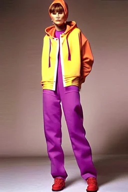 year 1998 women fashion. Straight light suit, low waist straight light suit Combat pants, t-shirt and new kind of hoodie with tippet that continues to the hood and hoodie contains integrated bags! recycled denim straight, lilac, plum, orange, terracotta, red, light yellow, lion yellow, pink, dark blue, beige. Pike fish, huge vulgarism, -print. wide belt. Partly latex or leather. Kylie Monologue, Tyre Banks. Bridget Jones, Missy Elliot, Jennifer Lopez.Karjalainen kuvio, Karjala pattern tradiotiot