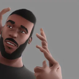 3d render, young black man with gotee in fantesy gaming world