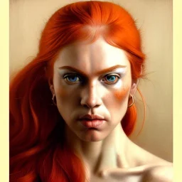 stunningly beautiful Red Sonja , red to orange hair hyper realist, hyper detailed, intricate, awesome, masterpiece, perfectly centered subject, hyper realist shading lighting, greg rutkowski, magali villeneuve, artgerm, wlop, rossdrawsby Andy Warhol, by Camille Corot, by Frida Kahlo, by Katsushika Hokusai, Graphemes, Light Painting, Soviet Art, Technicolor