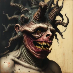 Horror Surreal sinister weird, Style by Keith Thompson and Graham Sutherland and Santiago Caruso and Dave McKean, Dante's third level of hell = GLUTTONY, symbolic art, diagonal composition, massively obese non-human radical bio deformity, masterpiece, strangecore and absurdity, overdose of grotesque, eerie, smooth, neo surrealism, colorful, Expressionism