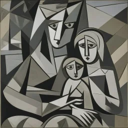 piccasso cubism gray woman and child