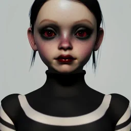 Jenna ortega black dress,soft goth libstick, wednesday addams make up, dramatic lighting, highly detailed, volumetric lighting, unreal engine, 8k