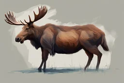 digital painting of a moose