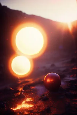 photo of a ultra realistic fire ball, dramatic light, pale sunrise, cinematic lighting, battered, low angle, trending on artstation, 4k, hyper realistic, focused, extreme details, unreal engine 5, cinematic, masterpiece, art by studio ghibli, intricate artwork by john william turner