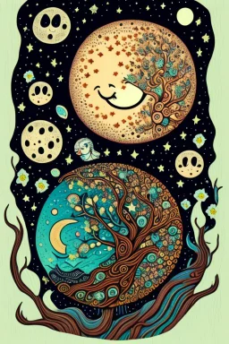 Moon folk art