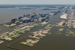 A new orleans style port city on a river delta