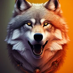 Wolf, red, orange, yellow, green, blue, purple, masterpiece, expert, 8K, hyperrealism, sharp focus, cinematic lighting