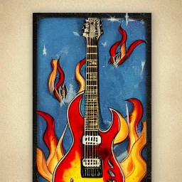 50'S ELECTRIC GUITAR ROCKABILLY HOTROD SPACESHIP FLAMES