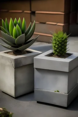 Create a realistic mini cubic concrete pot in unique shapes for succulent planter