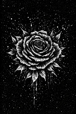 stary blackRose flower, splash arts, aesthetic for Tshirt design, highly detailed, darktone