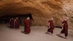 monks in a cave