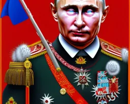 evil Russia president satan fangs Vladimir Putin, atomic bomb