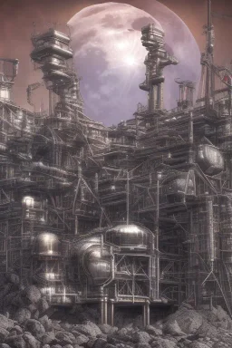 industrialization of the moon, hdr, clear, luminous