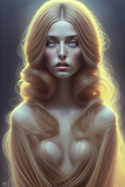 surrealist painting of a beautiful woman with long hair, soft lighting, and warm tones, in the style of a surrealist masters, bold and expressive brushstrokes --ar 1:2 --stylize 750